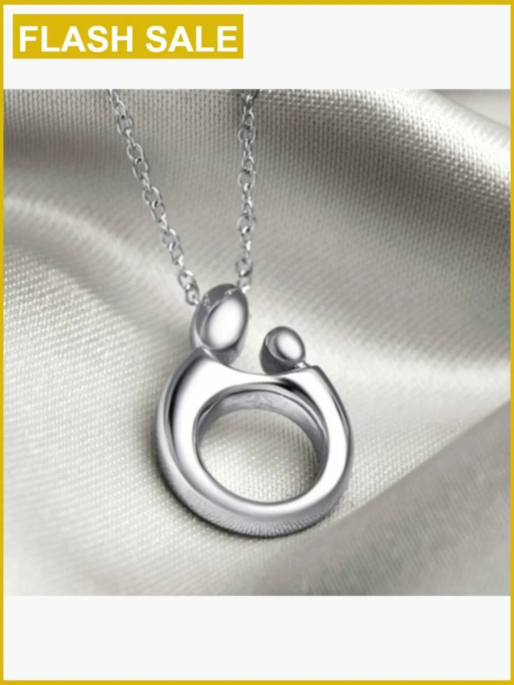 925 Sterling Silver Mother Family Love Pendant Necklace 18